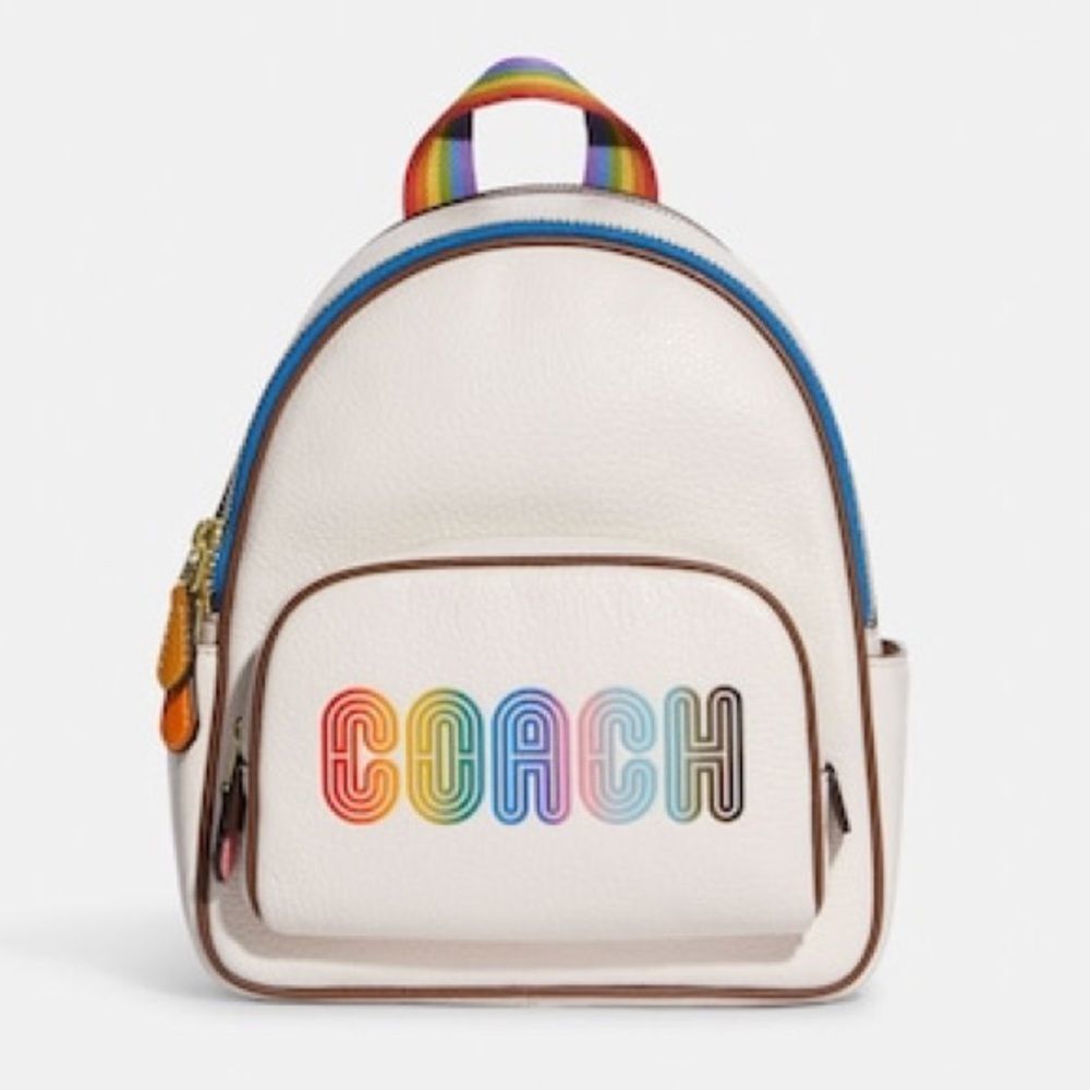 Coach Mini Court Backpack With Rainbow Coach Logo New With Tags - Picture 2 of 15